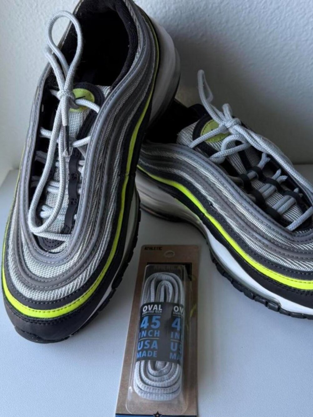 Nike Air Max 97 GS Icons Neon Gray Black Volt Size 5Y